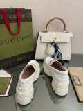 Gucci early autumn women's luxury brand groove thick bottom horsebit loafers with original original box