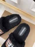 Burberry autumn and winter new film classic plaid design British retro style fur slippers with original box