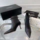 Chanel autumn and winter new luxury brand pointed high-heeled ankle boots with original original box