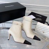 Chanel autumn and winter new luxury brand pointed high-heeled ankle boots with original original box