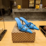 Balenciaga 2023 latest printed B-pattern orange pointed shoes slippers with original original box