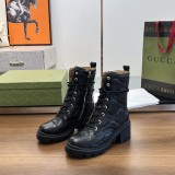 Gucci 2022 new women's luxury brand thick-soled lace-up Martin boots with original original box