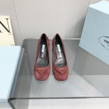 Prada classic triangle logo loafers high heel chunky heel loafers with original original box