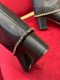 Chanel autumn and winter new luxury brand double chain leather boots short boots with original original box