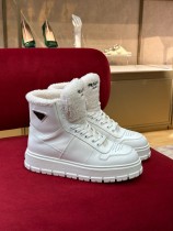 Prada 2022 women's luxury brand autumn and winter high-top wool casual sneakers with original original box