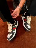 Gucci luxury brand retro classic side stripe webbing sneakers for men and women with original original box