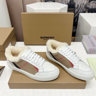 Burberry women's winter hot style casual color-block gingham casual wool shoes casual sneakers with original original box