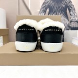 Burberry women's winter hot style casual color-block gingham casual wool shoes casual sneakers with original original box