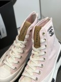 Chanel women's luxury brand early spring new thick-soled high-top canvas shoes with original original box