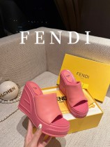 Fendi 2023 luxury brand last boot type British retro design classic thick heel slippers with original original box