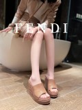 Fendi 2023 luxury brand last boot type British retro design classic thick heel slippers with original original box