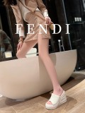 Fendi 2023 luxury brand last boot type British retro design classic thick heel slippers with original original box