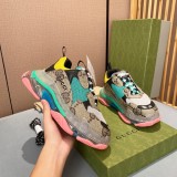 Gucci men's and women's luxury brand classic boot type British color block design casual sneakers with original original box