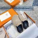 Hermes men's and women's 2023 new luxury brand all-match half slippers with original original box