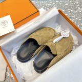 Hermes men's and women's 2023 new luxury brand all-match half slippers with original original box