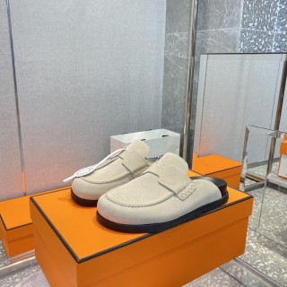 Hermes men's and women's 2023 new luxury brand all-match half slippers with original original box