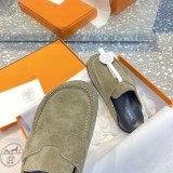 Hermes men's and women's 2023 new luxury brand all-match half slippers with original original box