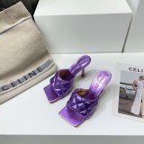 Bottega Veneta 2023 spring and summer new metal leather high-heeled Muller slippers with original original box