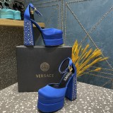 Versace women's luxury brand new style with rhinestone hate sky high waterproof platform sandals with original original box