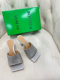 Bottega Veneta women's luxury brand spring and summer new square diamond high-heeled slippers with original original box