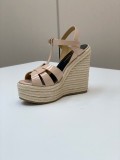 Saint Laurent Women's Luxury Brand Rope Wedge Sandals With Original Box