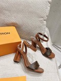 Louis Vuitton women's luxury brand 2023 new plum blossom heel flower pattern sandals with original original box