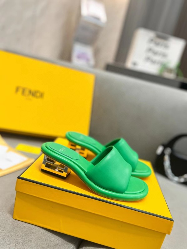 Fendi new women's luxury brand cowhide leather outsole slippers with original original box