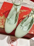 Christian Louboutin women's luxury brand round toe plated heel back empty sandals with original original box