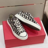 Valentino Men's Luxury Brand Printed Canvas Low Top Casual Sneakers With Original Box