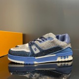 Louis Vuitton men's luxury brand crystal diamond retro basketball shoes with original original box