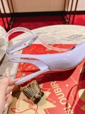 Christian Louboutin women's luxury brand round toe plated heel back empty sandals with original original box