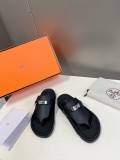 Hermes spring and summer luxury brand classic couple models second uncle slippers old man slippers with original original box