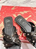 Christian Louboutin women's luxury brand studded slippers with original original box