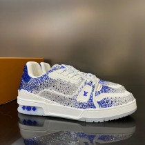 Louis Vuitton men's luxury brand crystal diamond retro basketball shoes with original original box