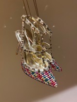 Valentino rhinestone pointed heels fashion shoes sandals with original box