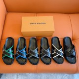 Louis Vuitton men's luxury brand mosaic leather slippers with original box