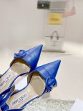 Jimmy Choo pointed toe C-buckle slingback pumps with original box