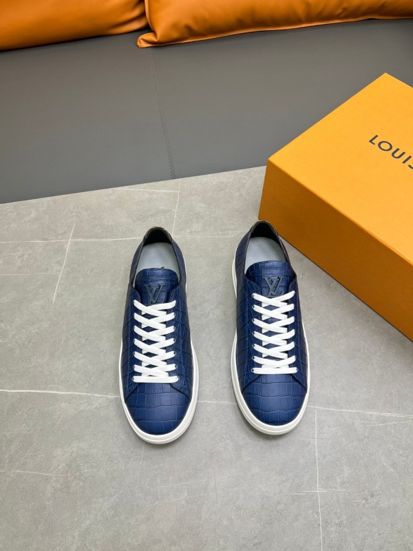 Louis Vuitton men's new luxury brand stone pattern leather casual sneakers with original original box