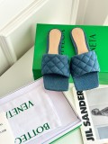 Bottega Veneta women's luxury brand 2023 early spring new square head lozenge bread slippers with original original box