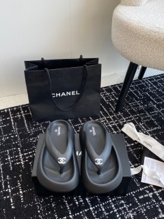 Chanel women's luxury brand classic fashion spring and summer explosive style muffin flip-flops with original original box