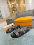 Louis Vuitton men's and women's spring and summer latest hot style leather upper hot diamond sandals with original original box