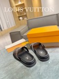 Louis Vuitton men's and women's spring and summer latest hot style leather upper hot diamond sandals with original original box