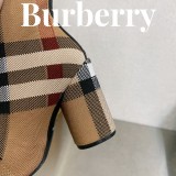 Burberry 2023 latest luxury brand round toe chunky heel plaid elastic knit socks boots with original original box