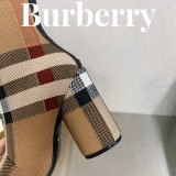 Burberry 2023 latest luxury brand round toe chunky heel plaid elastic knit socks boots with original original box