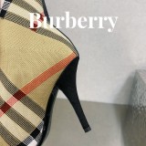 Burberry 2023 latest luxury brand round toe stiletto grid stretch knit socks boots with original original box