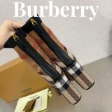 Burberry 2023 latest luxury brand round toe chunky heel plaid elastic knit socks boots with original original box