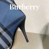 Burberry 2023 latest luxury brand round toe stiletto grid stretch knit socks boots with original original box