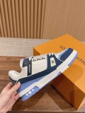 Louis Vuitton men's and women's 2023 latest color matching casual sneakers with original original box