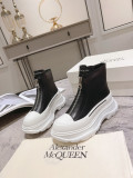 Alexander McQueen 2023 men's and women's autumn and winter new front zipper ankle boots with original original box