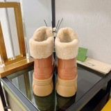 Gucci Ladies Luxury Brand Interlocking Wool Lined Platform High Top Boots With Original Box